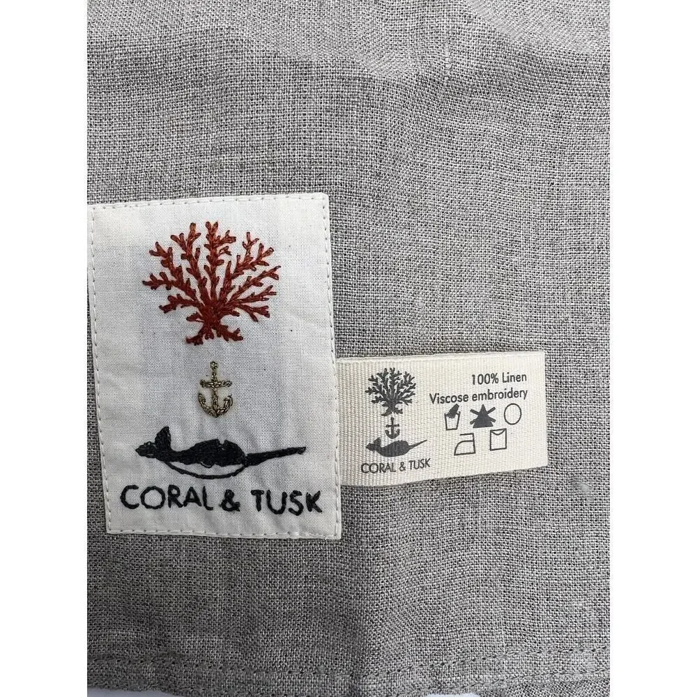 New CAROL AND TUSK MUSHROOM FOREST TABLE RUNNER 76” x 18” 100% Linen